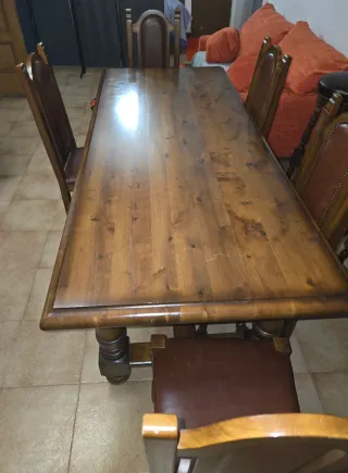 Mesa de comedor de madera de roble 6 comensales
