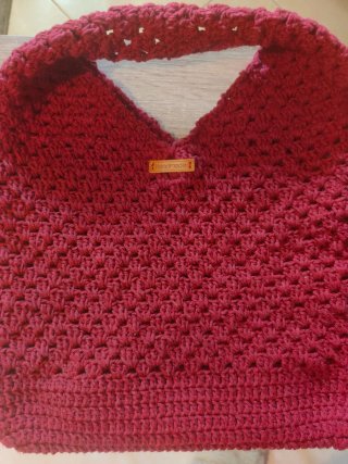 Bolsa Tote de Crochê Artesanal bordeaux