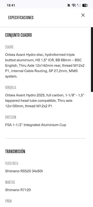Orbea Avant H30 Nueva con 300 km TALLA 54