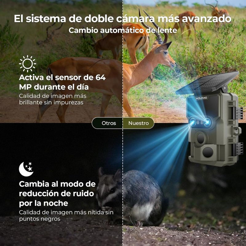 NUEVA Cámara de Caza Solar 4K 64MP WOLFANG afbeelding 2
