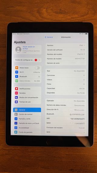 iPad Air 2 64GB 4G + WiFi funcionando perfecto
