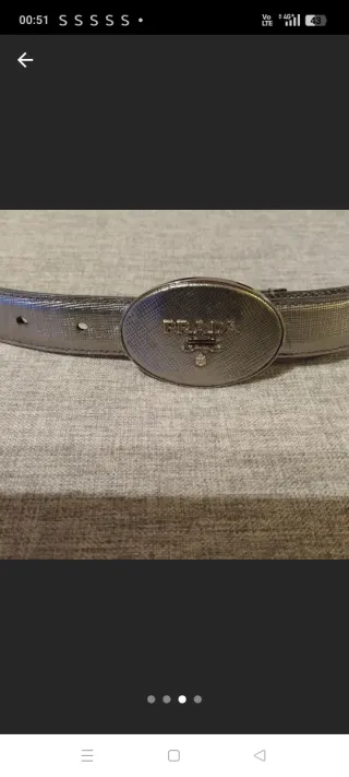 Cintura Prada donna originale pelle silver