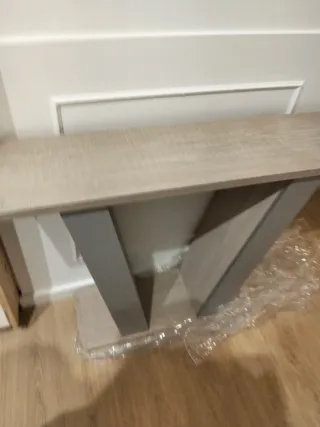 Mueble recibidor madera y gris