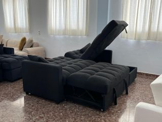 Chollo sofá chaise longue con cama y arcón barato