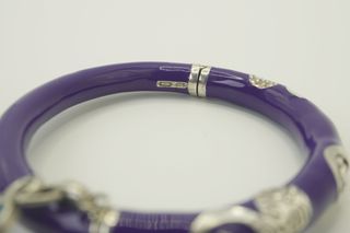 Bracciale rigido vintage smalto viola argento 925