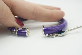 Bracciale rigido vintage smalto viola argento 925