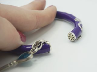 Bracciale rigido vintage smalto viola argento 925