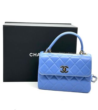 Bolso Chanel Asa Superior Azul Dorado
