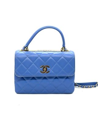 Bolso Chanel Asa Superior Azul Dorado
