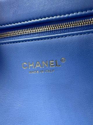 Bolso Chanel Asa Superior Azul Dorado