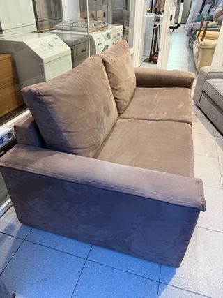 SOFÁ DE TELA EFECTO ANTE MARRON SEMINUEVO