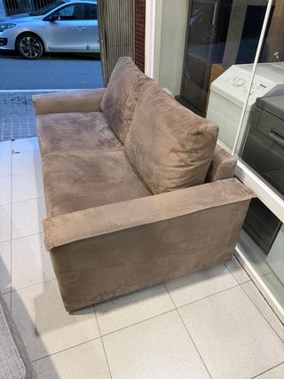 SOFÁ DE TELA EFECTO ANTE MARRON SEMINUEVO