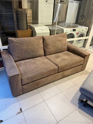 SOFÁ DE TELA EFECTO ANTE MARRON SEMINUEVO
