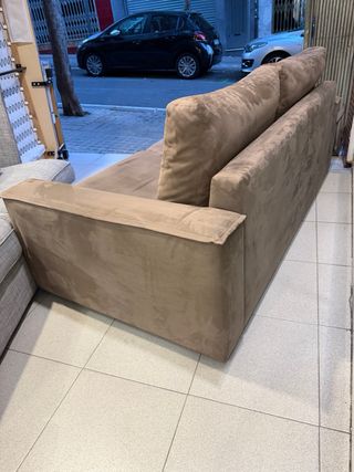 SOFÁ DE TELA EFECTO ANTE MARRON SEMINUEVO