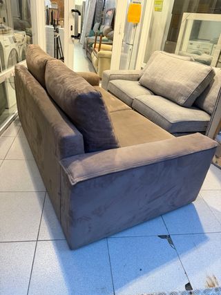 SOFÁ DE TELA EFECTO ANTE MARRON SEMINUEVO