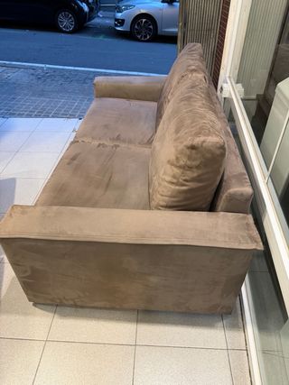 SOFÁ DE TELA EFECTO ANTE MARRON SEMINUEVO