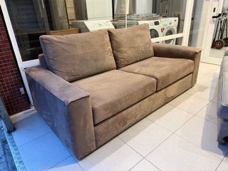 SOFÁ DE TELA EFECTO ANTE MARRON SEMINUEVO