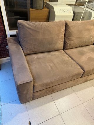 SOFÁ DE TELA EFECTO ANTE MARRON SEMINUEVO