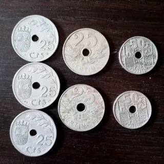 Lote monedas antiguas 25 y 50 céntimos