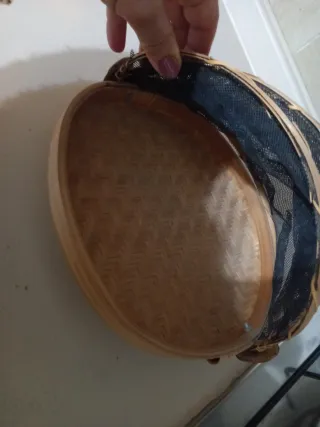 Cesto vintage in bambù e rete