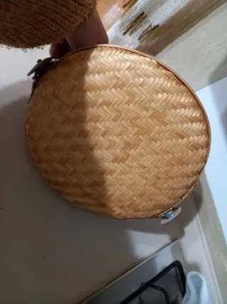 Cesto vintage in bambù e rete