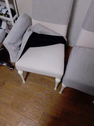 2 Sillones de tela beige y gris