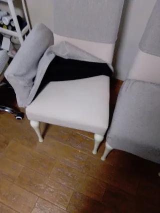 2 Sillones de tela beige y gris