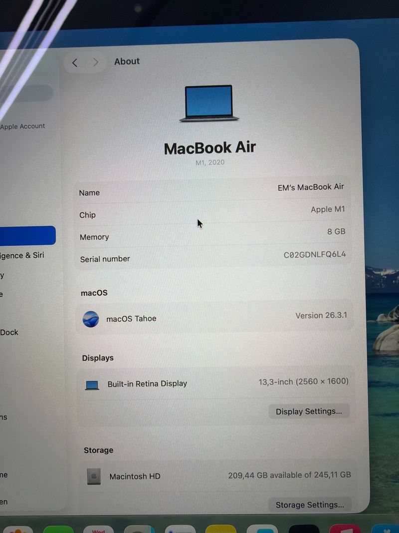 MacBook Air M1 2020 8GB RAM 256GB SSD afbeelding 8