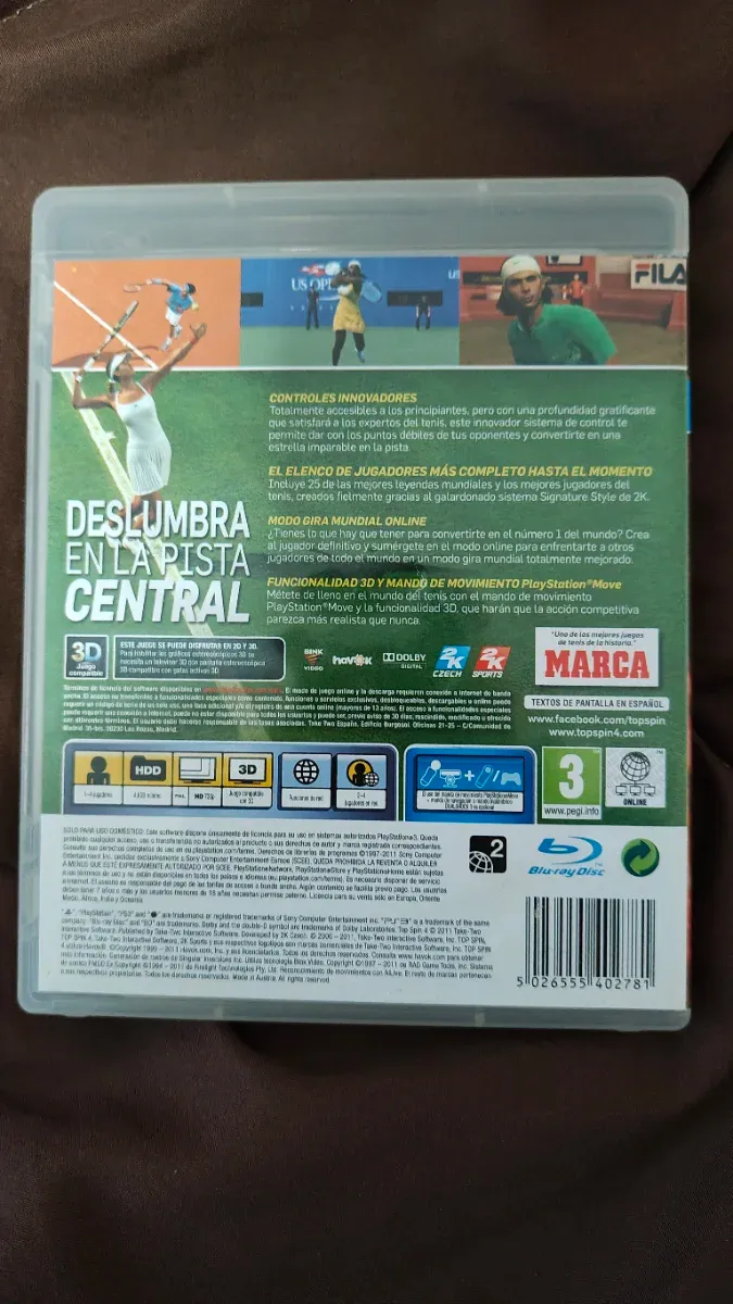Caja y carátula Top Spin 4 PS3 afbeelding 2