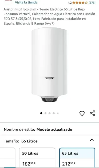 Termo eléctrico Ariston Pro1 Eco Slim 65L