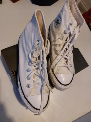 Converse Blancas Plataforma de bota alta