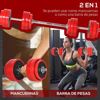 Juego de Mancuernas 30 kg Ajustables 2 en 1