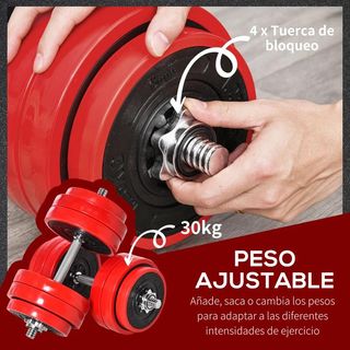 Juego de Mancuernas 30 kg Ajustables 2 en 1