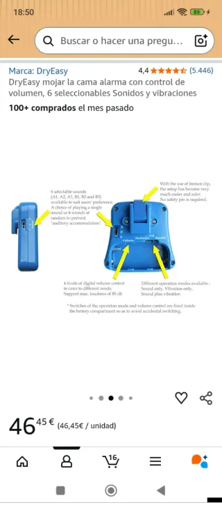 Alarma DryEasy para dejar el pañal. Pipi Stop.