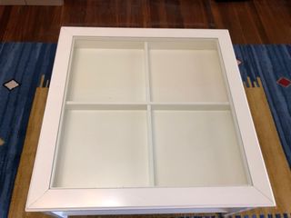 Mesa de centro de cristal y madera