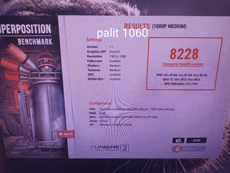 Palit-gigabyte 1060 3GB DDR5 Tarjeta Gráfica afbeelding 4