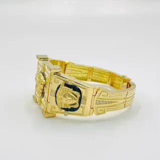 BRAZALETE CUADRADO MEDUSA ONIX 18K