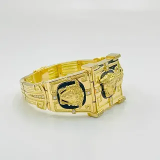 BRAZALETE CUADRADO MEDUSA ONIX 18K