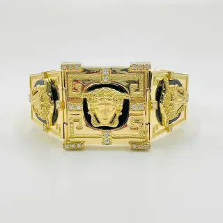 BRAZALETE CUADRADO MEDUSA ONIX 18K