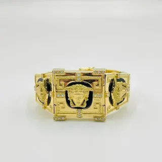 BRAZALETE CUADRADO MEDUSA ONIX 18K