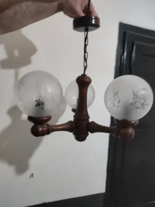 Lámpara techo madera vintage/ madera y metal