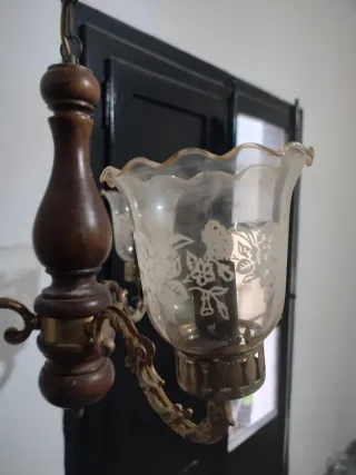 Lámpara techo madera vintage/ madera y metal