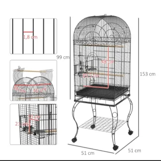 Jaula para pájaros con bandeja ruedas Nueva