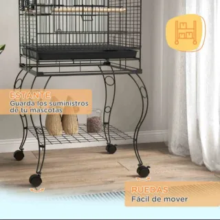Jaula para pájaros con bandeja ruedas Nueva