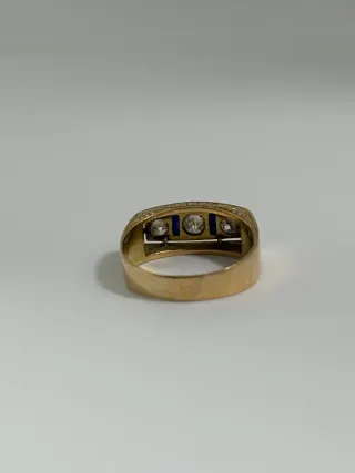 Sortija oro amarillo con zafiros y diamantes