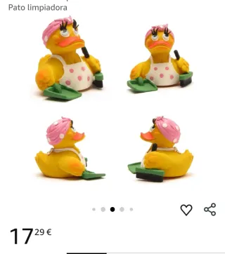 Pato limpiadora con delantal y escoba para bañera