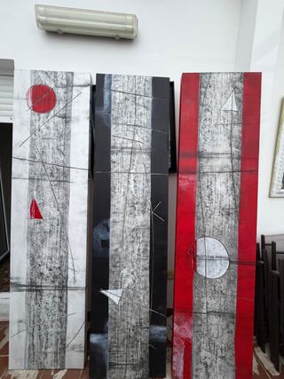 Tres cuadros M.Revert acrílico madera