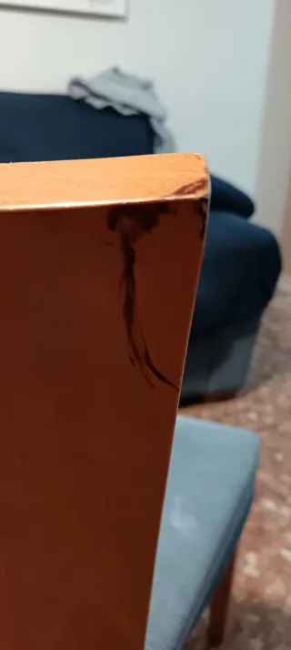 Juego 6 Sillas Madera Tapizadas Azul