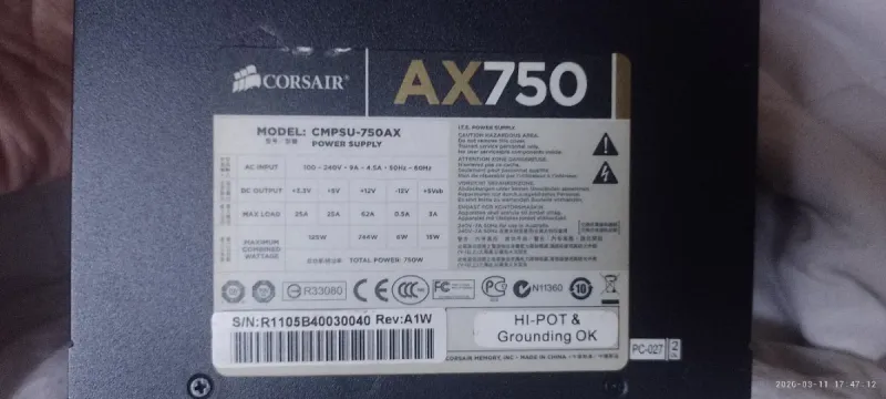 Fuente Corsair AX750 80 Plus Gold afbeelding 4