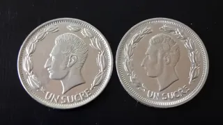 LOTE 8 MONEDAS Y BILLETE ECUADOR  10000 SUCRES.
